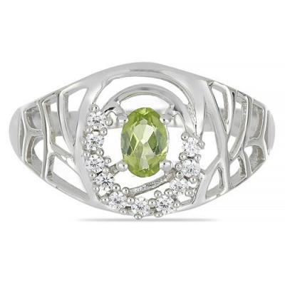 BUY REAL PERIDOT GEMSTONE CLASSIC RING IN STERLING SILVER